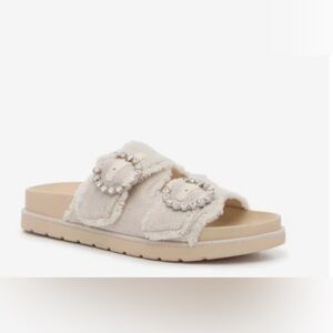 New Kelly & Katie Cream sparkled  Buckle Slide Sandals